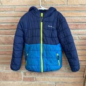Eddie Bauer Kids Fleece Lined Puffer Jacket Size 7/8 Blue